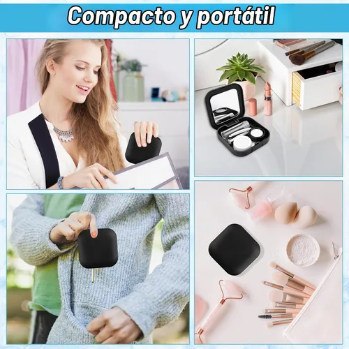 Vista 7 de Adecco LLC Kit de lentes de contacto para viajes: con espejo + botella + pinzas + contenedor, Negro