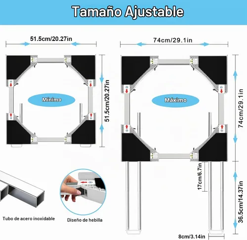 Vista 2 de Kit de apilamiento para lavadora y secadora, diseño ajustable que se adapta a la mayoría de lavadoras y secadoras