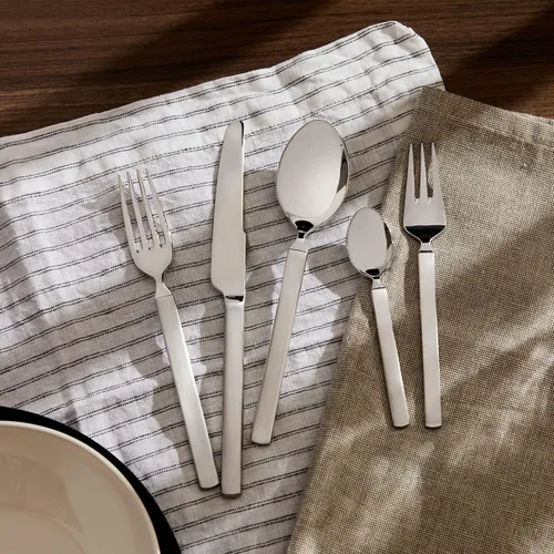 Vista 5 de Alessi Cuchara de mesa "Dry" de 7-1/2 pulgadas con mango satinado, juego de 6