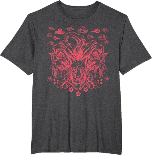 Vista 15 de Camiseta de anime japonés Nine Tails Fox Kitsune, Negro