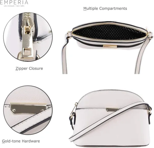 Vista 4 de Emperia AvaEva - Bolso cruzado de piel sintética para mujer, bolsas para hombros, bolso Saffiano miniatura estilo domo