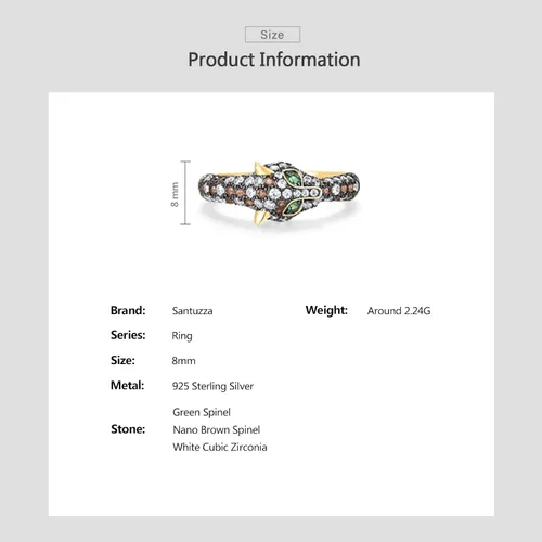 Vista 4 de Santuzza Anillo de plata de ley 925 con piedras preciosas para mujer