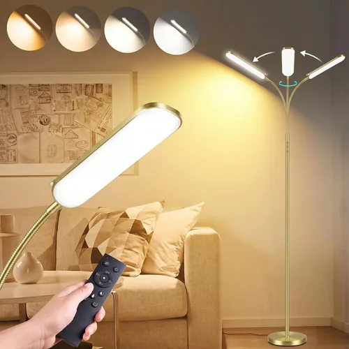 Vista 10 de marctronic Lámpara de pie LED gris, 18W 1800LM Lámparas de pie brillantes con control remoto y funciona con enchufe inteligente, luz de lectura Gris