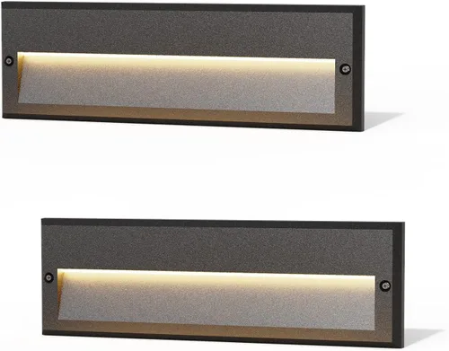 Vista 9 de GOODSMANN Kits de luces de paso de bajo voltaje de 5.5 pulgadas al aire última intervensión 12V CA Luces de escalera de paisaje cableadas 8PK 3W LED