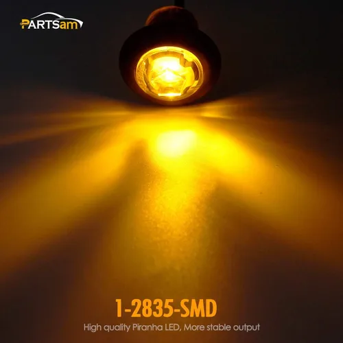Vista 4 de Partsam 20 luces LED ámbar de 3/4 pulgadas con enchufe, mini indicadores redondos sellados de 3/4 pulgadas, luces de parrilla para camión, remolque