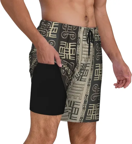 Vista 3 de DKJlitter Men's 2 in 1 Swim Trunks, Fitness Running Shorts, Quick Dry Stretch Swim Shorts Beach Shorts for Summer