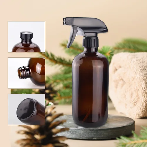 Vista 5 de Botellas de spray de vidrio ámbar Wedama, botellas de spray de vidrio de 16 oz para soluciones de limpieza y aceites esenciales, botella de spray