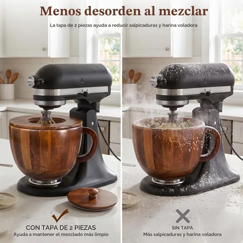 Vista 2 de Tazón de madera compatible con mezclador KitchenAid de 4.5 a 5 cuartos