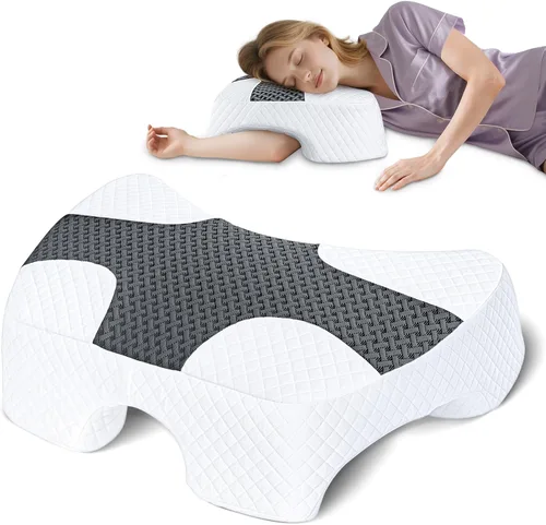 Vista 10 de Almohada para dormir de lado con agujero para el brazo, almohada de espuma viscoelástica para aliviar el dolor de cuello y hombros, almohada