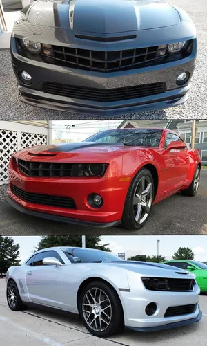 Vista 4 de Divisor de alerón de parachoques delantero estilo ZL1 compatible con Chevy Camaro SS V8 2010-2013