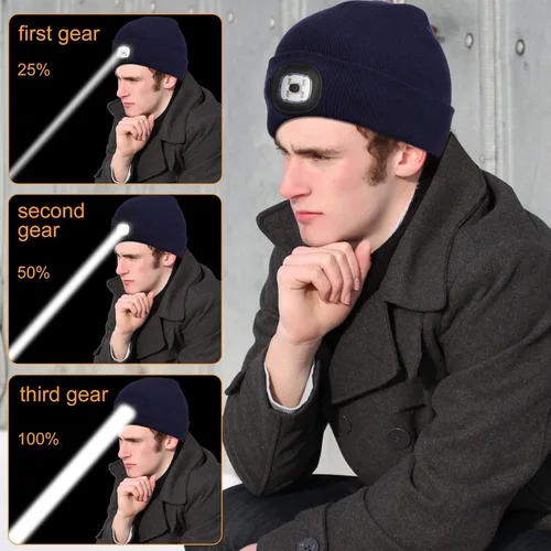 Vista 5 de 18 piezas unisex gorro con luz USB recargable LED sombrero linterna linterna para hombres, papá, padre, marido