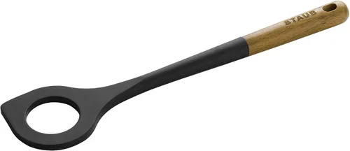 Vista 10 de Staub - Cuchara con mango de madera, cuchara de cocina multifunción Cuchara de cocina de silicona apta para alimentos, cabeza de silicona resistente