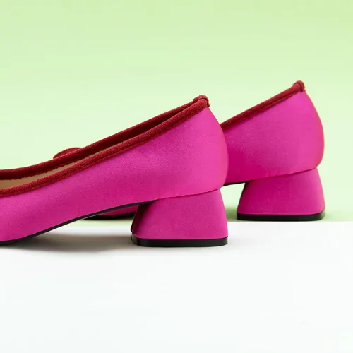 Vista 3 de C.Paravano Zapatos de tacón bajo con punta cuadrada para mujer Tacones gruesos con punta cerrada Zapatos de tacón bajo de cuero Zapatos de vestir