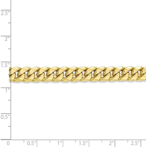 Vista 2 de Collar de cadena cubana Miami de oro amarillo sólido de 10 quilates con cierre de mosquetón seguro Oro