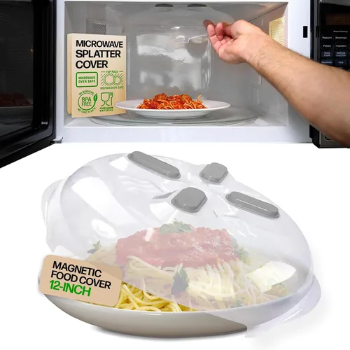 Vista 11 de HOVER COVER Cubierta magnética contra salpicaduras, tapa transparente de 12 pulgadas sin BPA, protector de placa ventilada con rejillas de Grafito