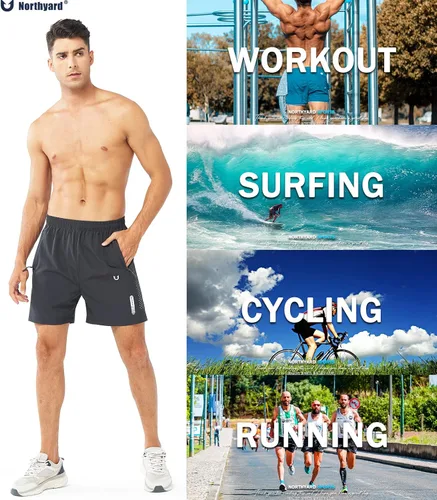 Vista 5 de NORTHYARD - Pantalones cortos deportivos para correr para hombres, ligeros, de secado rápido, 7, 5 o 9 pulgadas, para senderismo, deportes, gimnasio