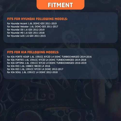 Vista 3 de Kit de cadena de distribución con 2 piezas de admisión y escape, piñón de engranaje VVT, compatible con piezas de repuesto de motor Kia Rio Forte5