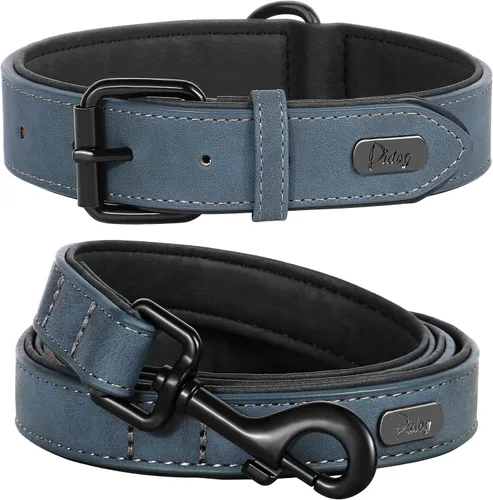 Vista 16 de Didog Collar de Perro de Cuero PU Suave Acolchado, Transpirable y Ajustable Collares para Perros Pequeños, Cómodo para Caminata Diaria, Azul, M