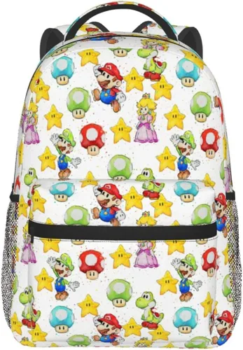 Vista 7 de Dibhhui Mochila para adolescentes de 15.7 pulgadas, mochila de dibujos animados Bros mochila ligera de viaje con personajes bolsa de hombro