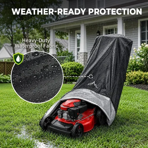 Vista 10 de Himal Outdoors Funda para cortacésped, poliéster 600D resistente al agua, protección UV, ajuste universal con cordón y funda de almacenamiento