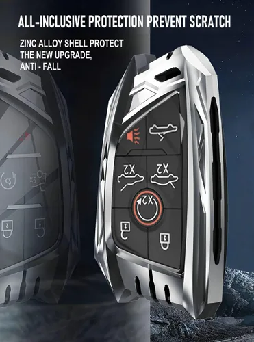 Vista 4 de Funda para llavero de Corvette C8, estuche soporte protector de llave inteligente 2020 2021 2022, Gris, Moderno