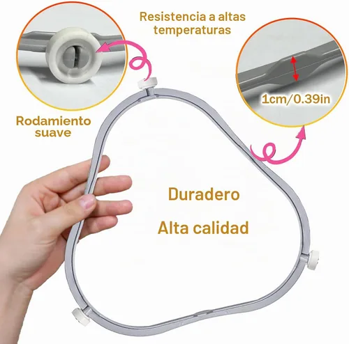 Vista 4 de Anillo de soporte de plato giratorio de microondas W11252182 de 7.48 pulgadas para Whirlpool con rodillos, 8206227 para horno de microondas, bandeja