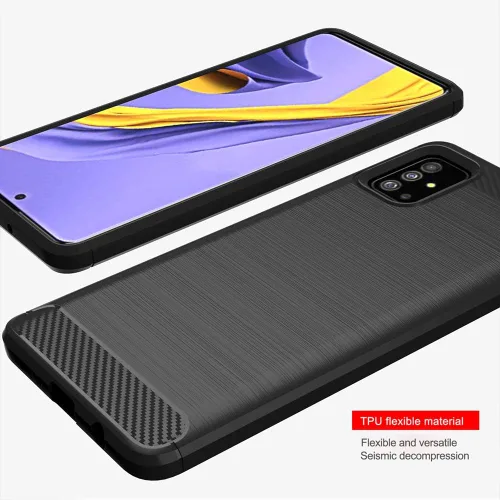 Vista 3 de Asuwish Funda compatible con Samsung Galaxy A51 4G y protector de pantalla de vidrio templado, accesorios de celda, fundas de silicona TPU suave