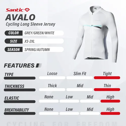 Vista 78 de Santic - Camiseta de ciclismo para hombre, manga larga, reflejante, cremallera completa, con bolsillos