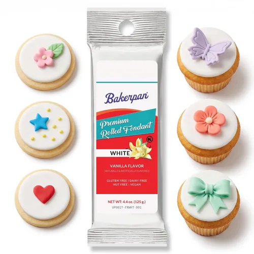 Vista 12 de Bakerpan Fondant negro enrollado prémium para decoración de pasteles, sabor a vainilla, 4.4 onzas (fabricado en Estados Unidos)