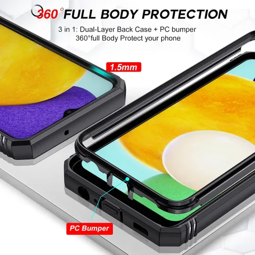 Vista 6 de LeYi Funda compatible con Samsung Galaxy A03s: funda para teléfono Samsung A03s con protector de pantalla [2 paquetes], funda deslizante para cámara
