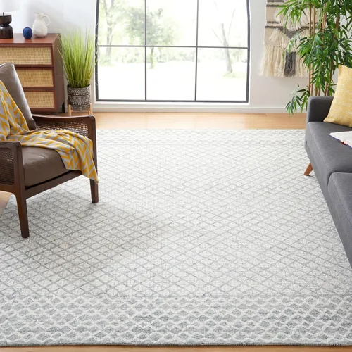 Vista 24 de SAFAVIEH Abstract Collection - Alfombra decorativa, 2 x 3 pies, azul y marfil, lana hecha a mano, ideal para zonas de alto tráfico en entrada, sala