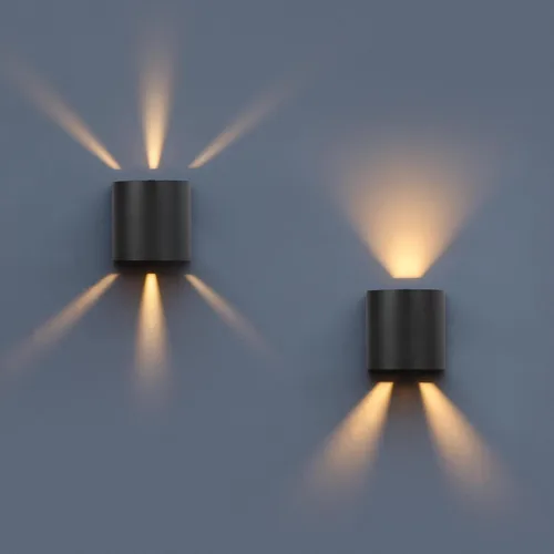 Vista 9 de LUTEC Paquete de 2 lámparas de pared LED ascendentes y descendentes ajustables, lámpara de pared moderna de aluminio resistente a la oxidación