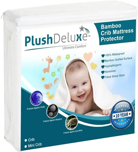Vista 6 de Protector de colchón para cuna PlushDeluxe Bamboo.