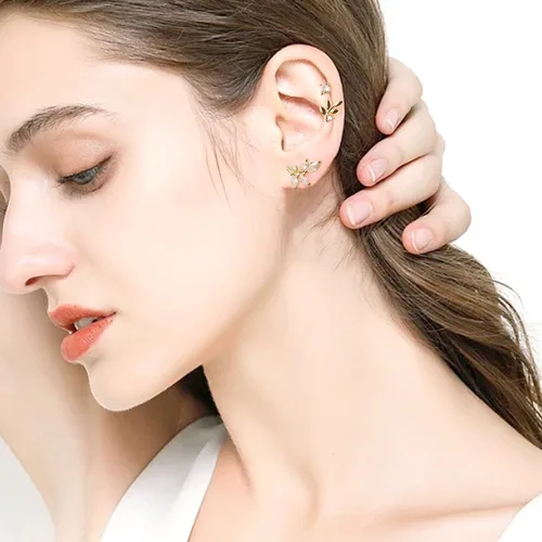 Vista 2 de Sonateomber Aretes grandes de oro para mujer, diseño de perlas gruesas y modernas, circonita cúbica, boda, novia, graduación, vacaciones, joyería