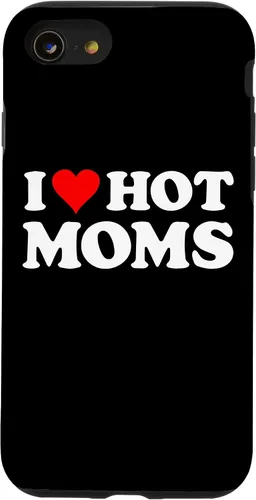 Vista 18 de Funda con texto en inglés "I Love Hot Moms Red Heart para iPhone 16