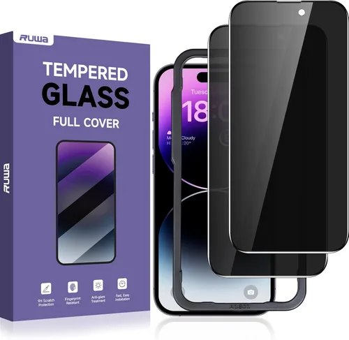 Vista 14 de ruwa Protector de pantalla de privacidad para iPhone 12 Pro Max [6.7 pulgadas] [2 unidades] Película de vidrio templado antiespía con marco