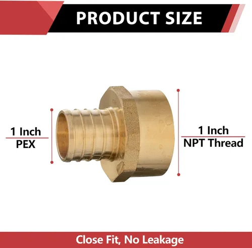 Vista 2 de Paquete de 2 adaptadores NPT hembra EFIELD Pex de 1 pulgada x 1 pulgada PEX Barb Crimp Brass Fitting, ASTM F1807-PEX1807335(2)