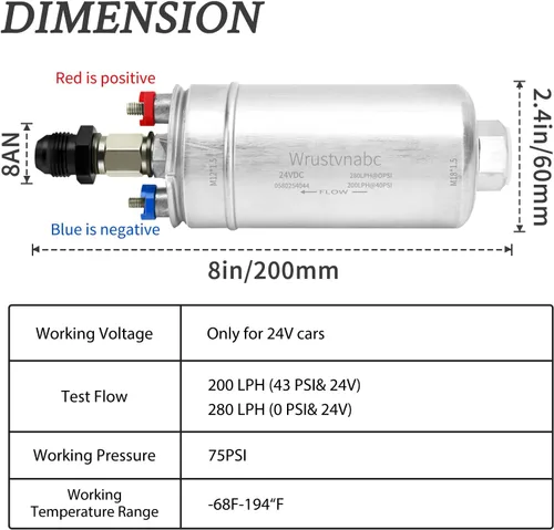 Vista 3 de Universal eléctrico en línea externo del flujo 24V de la bomba de combustible 300Lph alto 0580254044