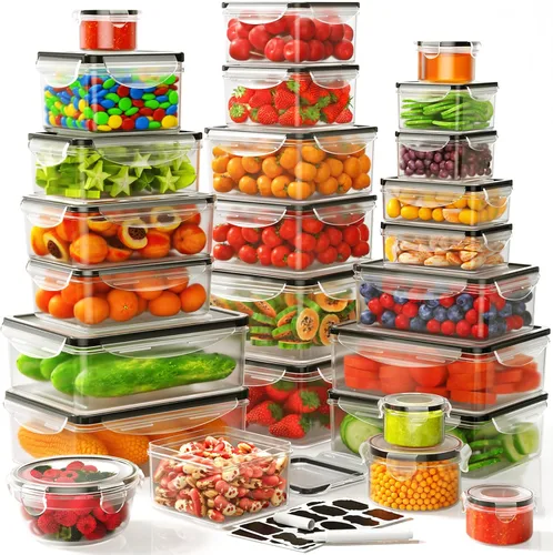 Vista 9 de 34 recipientes de almacenamiento de alimentos con tapas herméticas