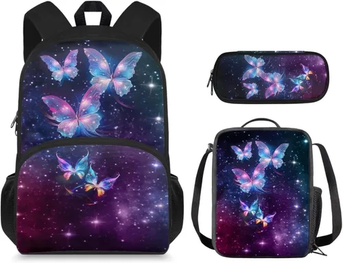Vista 8 de Mochila 3D Otter para niños de 9 a 11 años, bonita mochila para niñas para la escuela, mochila elegante para niños con lonchera y bolsa