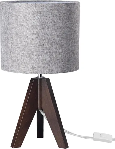 Vista 8 de EDISHINE Lámpara de mesa pequeña estilo Boho, lámpara de mesa de madera color nogal con trípode, lámpara de mesita de noche estilo granja