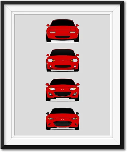 Vista 11 de Custom Car Posters Póster hecho a mano compatible con Mazda Miata (perfil lateral), decoración de la NA, NB, NC, ND, Miata Generations History