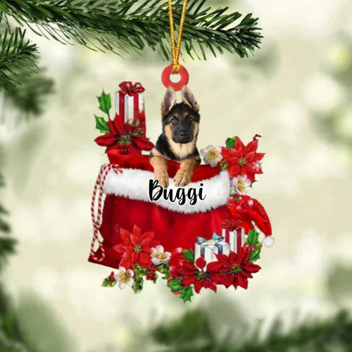 Vista 61 de Perro Akita Inu personalizado en bolsa de regalo, adorno de Navidad, nombre personalizado, regalo para amantes de los perros, familia, Navidad