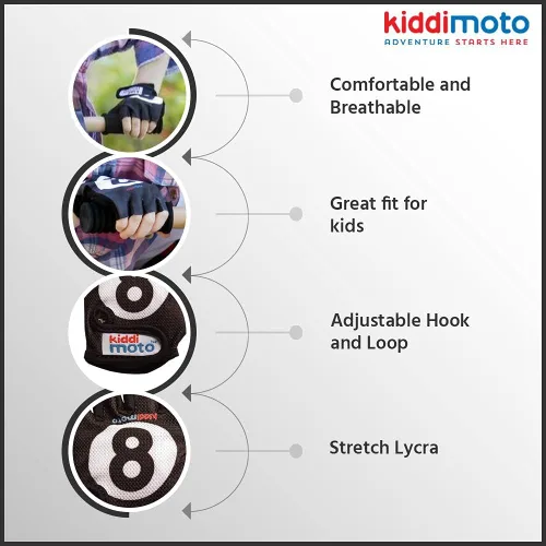 Vista 2 de Kiddimoto Kids Half Finger Cycling Gloves Non-Slip Kids Bike Gloves for Boys, Girls, Toddler Fingerless Gloves Kids Mountain Bike Gloves for BMX