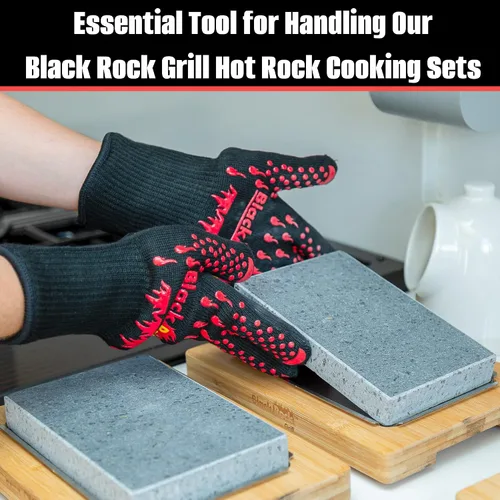 Vista 3 de Black Rock Grill Guantes de cocina resistentes al fuego y al calor 923F -11.8 in de silicona para horno de seguridad con dedos, guantes