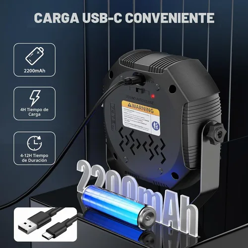Vista 4 de Luces de escenario alimentadas por batería, luces estroboscópicas recargables con alimentación USB, control automático activado por sonido, 30W RGB