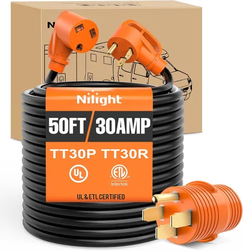 Vista 44 de Nilight Cable de Extensión para Secadora EV de 15 Pies 3 Clavijas 30 Amperios NEMA 10-30P 10-30R Cable de Extensiones Antiguas Servicio Pesado Cable