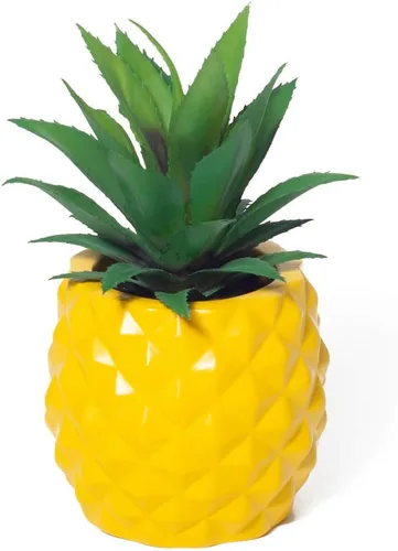Vista 9 de Decoración artificial de piña en maceta, piña falsa, decoración de mesa de cocina (dorado)