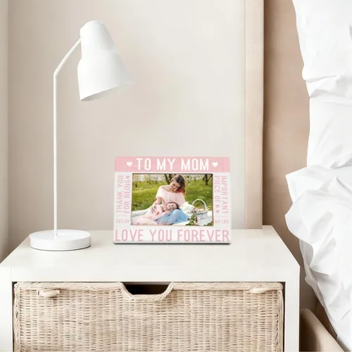 Vista 4 de Regalos para mamá de parte de hija e hijo, To My Mom Thank You For Being Such an Important Piece of My Life Love You Forever; marco de fotos