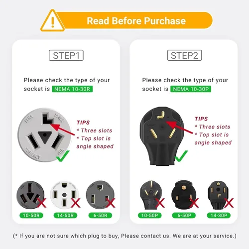 Vista 2 de Cable de extensión para secadora de 3 clavijas, 30 amperios, NEMA 10-30P a 10-30R, 15 pies nivel 2 EV carga Tesla modelo 3/X/Y/S de salida